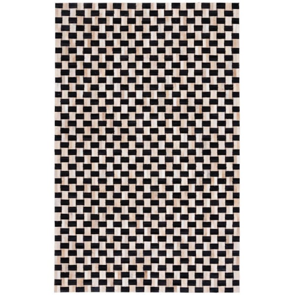 Safavieh 3 x 5 ft. Studio Leather Contemporary Flat Weave Rectangle Rug Black & Ivory STL232Z-3 - main